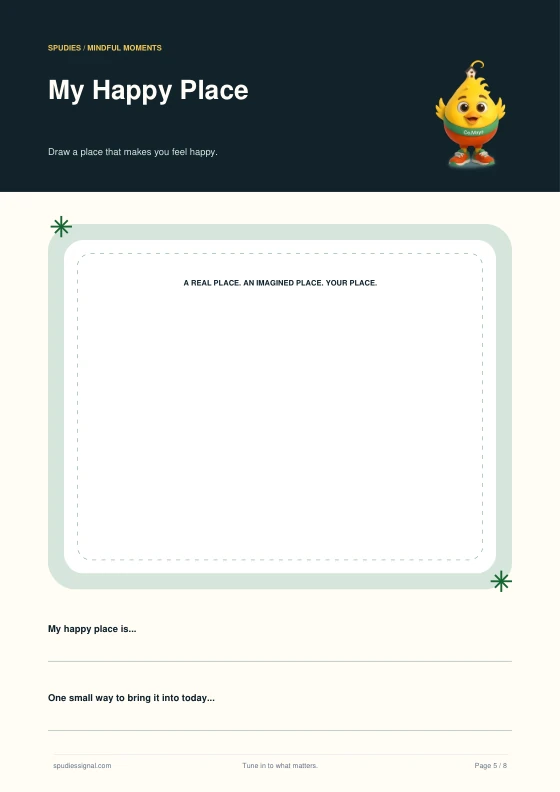 My Happy Place actual printable PDF page